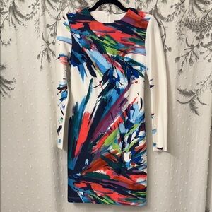 Vibrant Long Sleeve Dress with Abstract Print